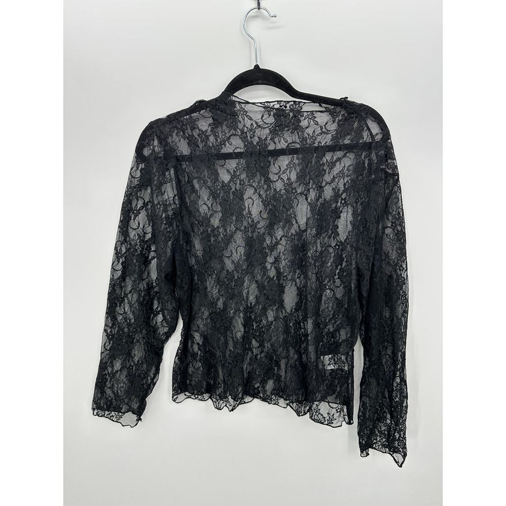 Black Lace Y2K Dark Whimsigoth Long Sleeve Sz XL Layering Grunge Emo Festival